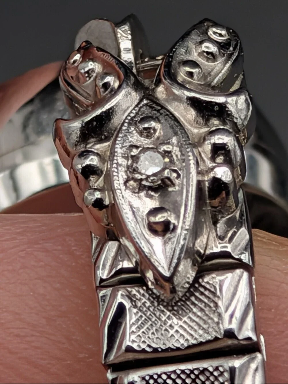 Vintage Omega Ladymatic 14K White Gold Watch Diamond Lugs Speidel Band Runs